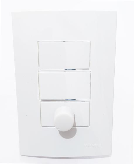 Imagem de Kit Conjunto 1 Dimmer Variador de Luminosidade Bivolt com 2 Interruptores Simples Sleek