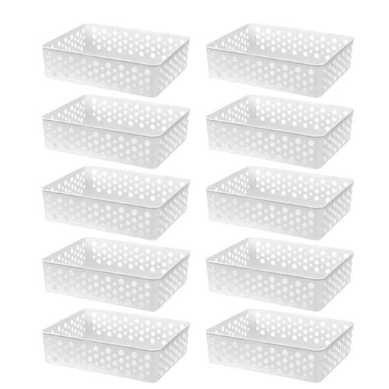 Imagem de Kit Conjunto 10 Cestos Médio 24,2x19 Eficiente Organizador Decorativo Prático Empilhável Resistente Multiuso