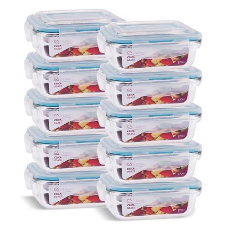 Kit Conjunto 10 Potes Vidro Hermético Marmita C/ Tampa 370ml Menor preço em Kit Conjunto 10 Potes Vidro Hermético Marmita C/ Tampa 370ml