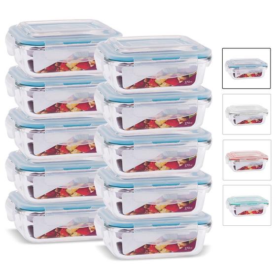 Kit Conjunto 10 Potes Vidro Hermético Tampa Plástico Marmita Mantimentos 370ml Menor preço em Kit Conjunto 10 Potes Vidro Hermético Tampa Plástico Marmita Mantimentos 370ml