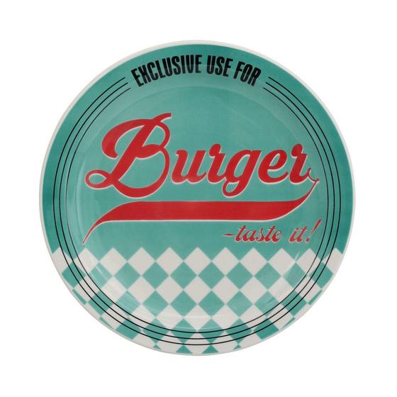 Imagem de Kit Conjunto 10 Pratos Rasos Retrô Burger Azul Blue Oxford 26cm