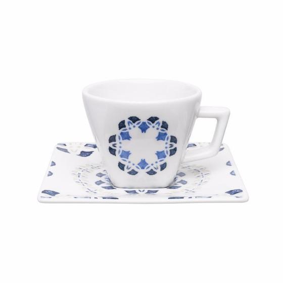 Imagem de Kit Conjunto 10 Xícaras Cafézinho Babet Oxford Porcelana Estampada 75ml
