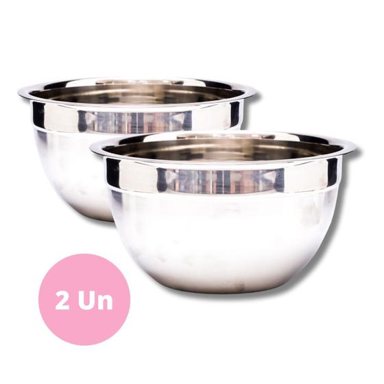 Kit Conjunto 2 Tigelas de Inox 20cm Confeitaria Saladeira Inox Utensilios de Cozinha Dasshaus Menor preço em Kit Conjunto 2 Tigelas de Inox 20cm Confeitaria Saladeira Inox Utensilios de Cozinha Dasshaus
