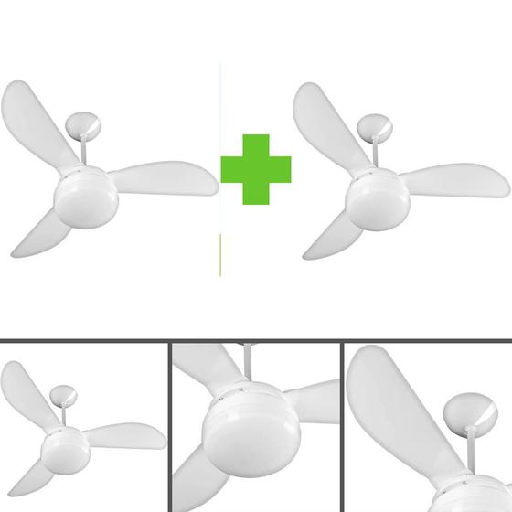 Kit Conjunto 2 Ventilador de Teto Ventisol Fênix 3 Pás Premium 370 - Branco - 110V Menor preço em Kit Conjunto 2 Ventilador de Teto Ventisol Fênix 3 Pás Premium 370 - Branco - 110V