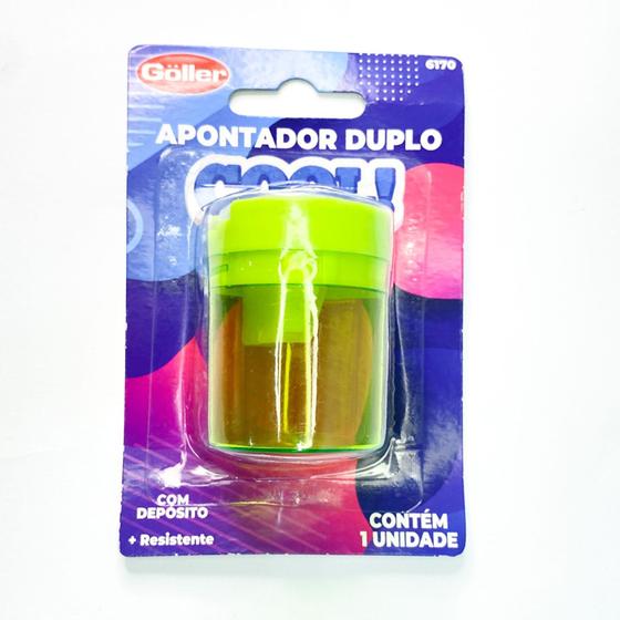 Imagem de Kit conjunto 3 Apontadores redondo duplo com deposito  escolar clássico