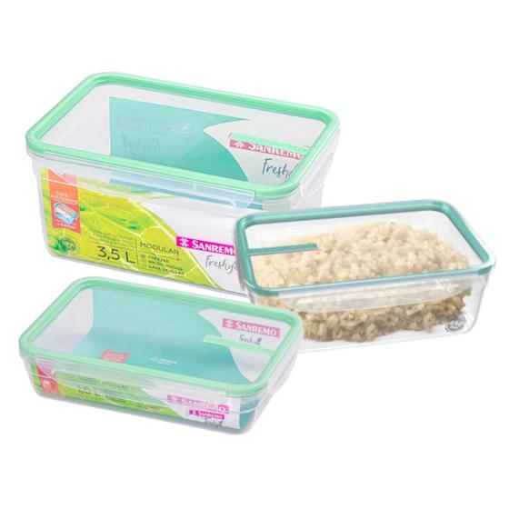 Imagem de Kit Conjunto 3 Potes Herméticos Sanremo 1,6L 2,5L 3,5L Verde Alimentos Mantimentos Academia Marmita