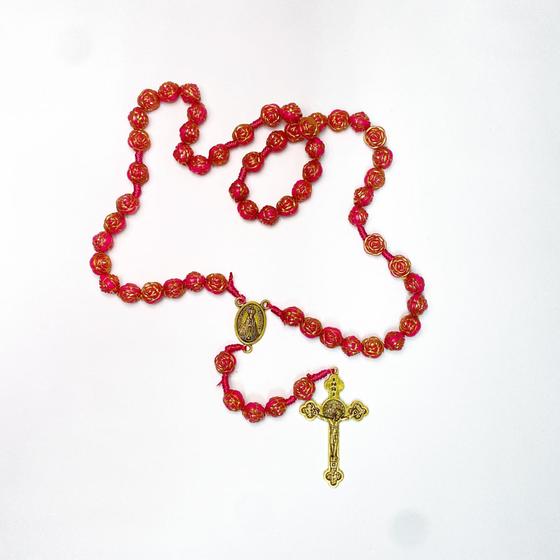 Imagem de Kit conjunto 3 Terços rosas religioso Nossa Senhora Aparecida dourado básico