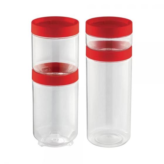 Imagem de Kit Conjunto 4 Potes Organizadores Conecta Com Tampa UZ