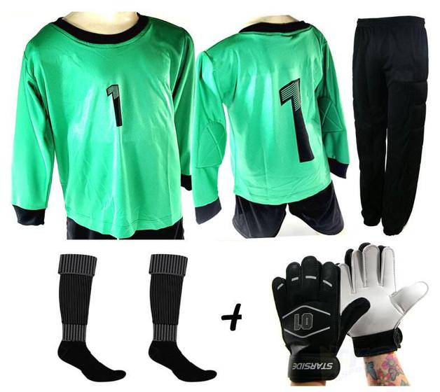 Imagem de Kit Conjunto 4x1 Calca Goleiro fair vrd esc Infantil - Playfair