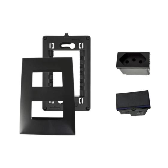 Imagem de Kit Conjunto 4x2 Tomada 10A Interruptor Intermed Pial Plus+