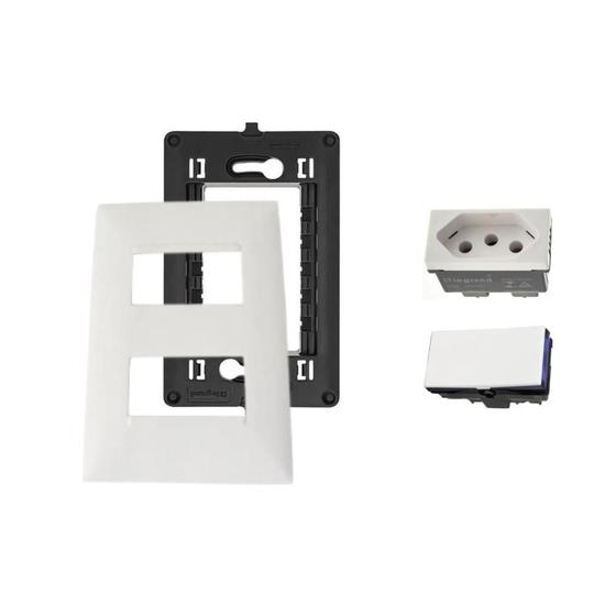 Imagem de Kit Conjunto 4x2 Tomada 20A Interruptor Simples Pial Plus+