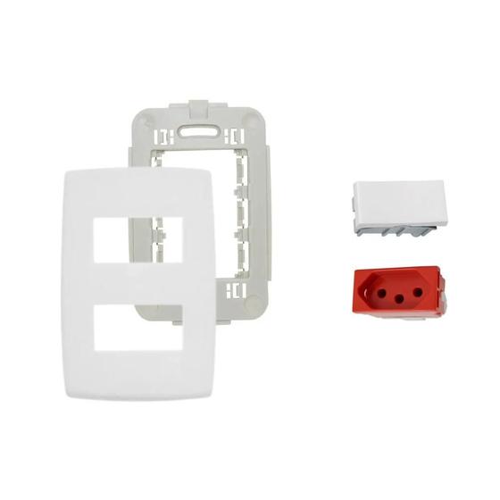 Imagem de Kit Conjunto 4x2 Tomada 20A VM Interruptor Simples Pial Plus