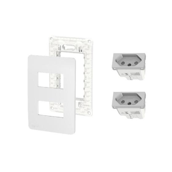 Imagem de Kit Conjunto 4x2 Tomada Dupla 10A S70202174 Orion Schneider