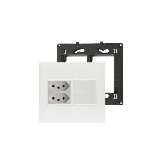 Imagem de Kit Conjunto 4x4 2x Interruptor Simples 2x Tomada 10A Pial Plus Mais Legrand