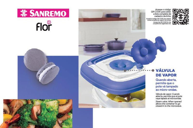 Imagem de Kit Conjunto 6 Potes Herméticos Tampa Porta Alimentos Geladeira Cozinha Flor - Sanremo