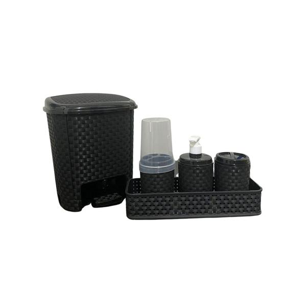 Kit Conjunto Acessório Banheiro Lixo Porta Sabonete E Escova com 5 Peças Menor preço em Kit Conjunto Acessório Banheiro Lixo Porta Sabonete E Escova com 5 Peças