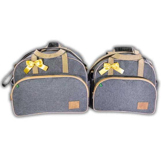 Imagem de Kit Conjunto Bolsas Maternidade Bebe Menina Menino Enxoval Com Laço e Trocador - 4 Peças - Linha Clean