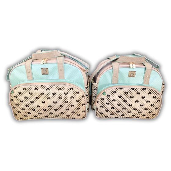 Imagem de Kit Conjunto Bolsas Maternidade Bebe Menina Menino Enxoval e Trocador - 4 Peças - Linha Flocada