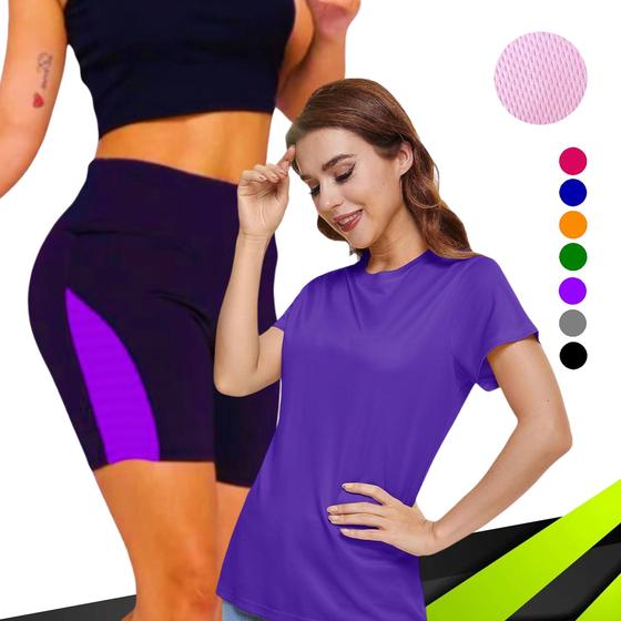 Imagem de Kit Conjunto CAMISETA Blusinha DRY + SHORT LEG Legging REDINHA Suplex Corrida Academia Fitness 635