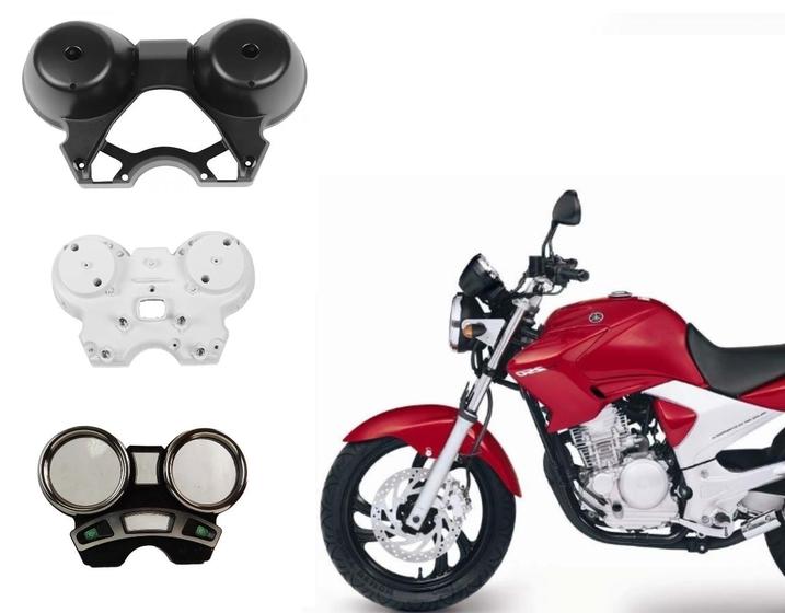 Imagem de Kit Conjunto Carcaça Painel Aro Preto Fazer 250 Ano 2005 Até 2010 Superior + Inferior + Interna