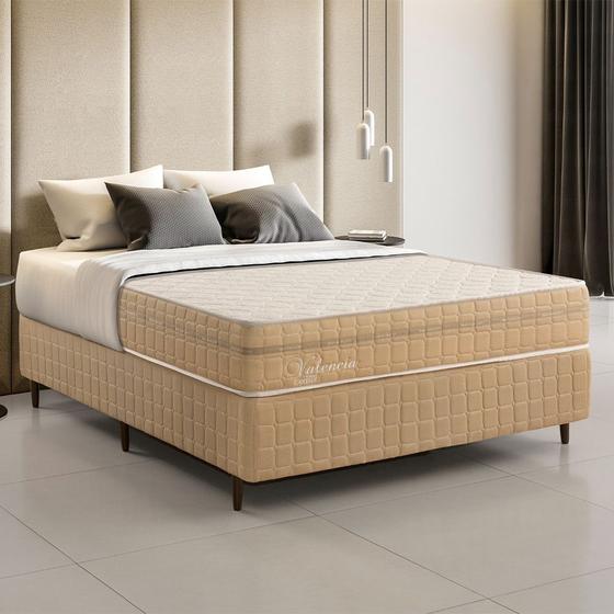 Imagem de Kit Conjunto Colchão Casal Valência Molas Ensacadas Individualmente + Box Blindado 138x61x188