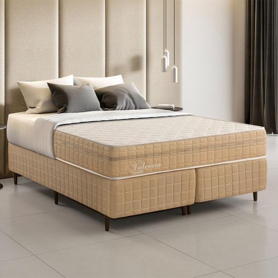 Imagem de Kit Conjunto Colchão Queen Valência Molas Ensacadas Individualmente + Box Blindado 158x61x198