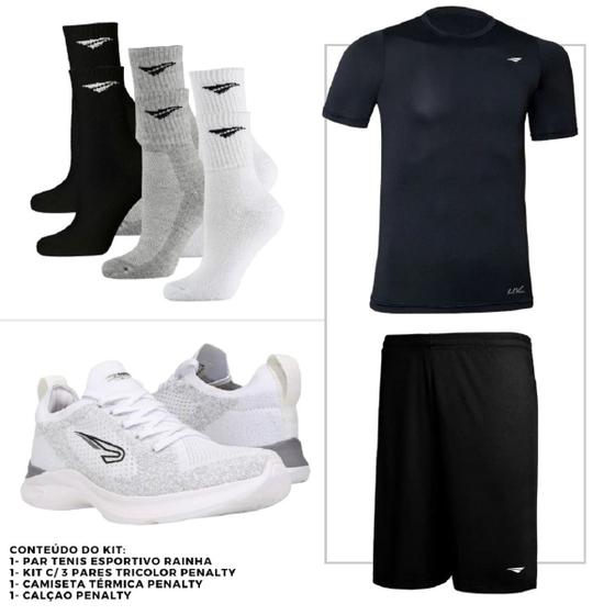 Imagem de Kit Conjunto Completo para Treinos - Tenis, Camiseta Térmica, Calçao e Meias