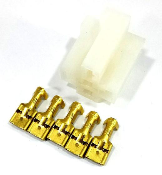 Imagem de kit Conjunto conector 5 vias com Terminal para Rele 4 e 5 Pinos Branco resistente