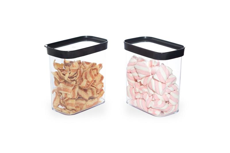 Kit conjunto cozinha 2 Potes herméticos para mantimentos de 1,5 litros tampa preta Menor preço em Kit conjunto cozinha 2 Potes herméticos para mantimentos de 1,5 litros tampa preta