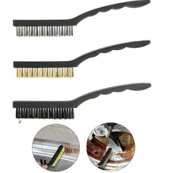 Imagem de Kit  Conjunto de 3 Escovas de Limpezas Diárias Multiuso Para Cantos Difíceis de Acessar