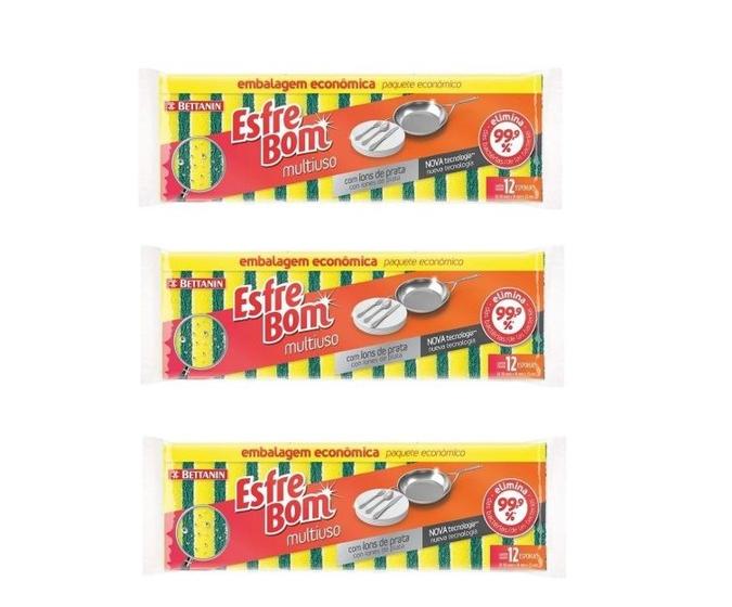 Imagem de KIT conjunto de buchas esponja com 36 com ions de prata  elimina 99 das bacterias  BETTANIN EsfreBom