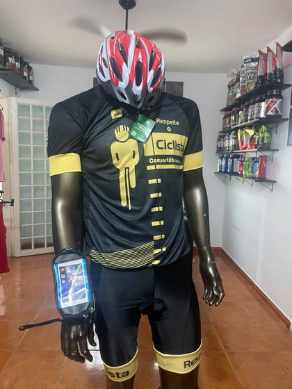 Imagem de KIT Conjunto de ciclista masculino G + capacete + pochete de celular