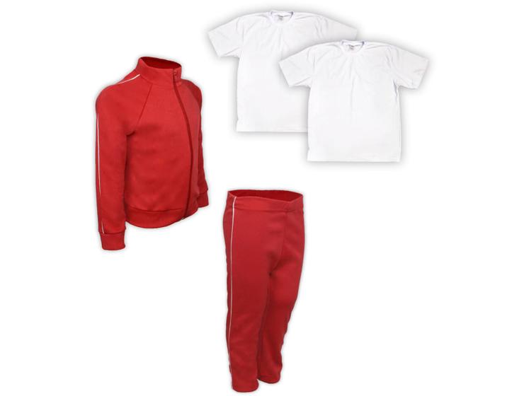 Imagem de Kit Conjunto de Frio Inverno Roupa Infantil Uniforme Escolar Helanca Vermelho