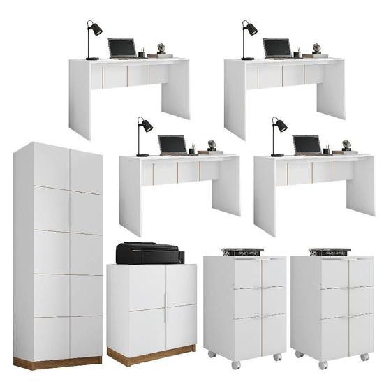 Kit Conjunto Escritório 8 Peças Cubic Branco Caemmun Menor preço em Kit Conjunto Escritório 8 Peças Cubic Branco Caemmun