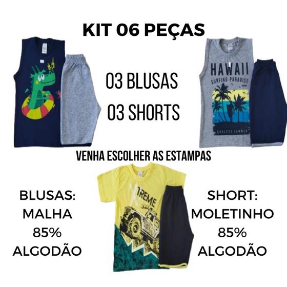 Imagem de Kit Conjunto Infantil  e Juvenil Menino Com 3 Conjuntos Calor