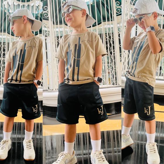 Imagem de Kit Conjunto Infantil Juvenil Kvani Joy Com 2 Peças Camisa e Bermuda 2 anos ao 12 anos