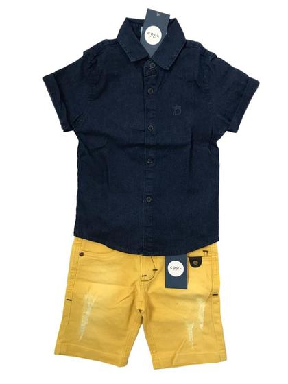 Imagem de kit conjunto jeans infantil meninos camisa jeans bermuda jeans masculino tam de 4 a 16 anos