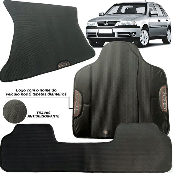 Imagem de Kit conjunto jogo completo tapete automotivo 3 peças porta mala carro volkswagen gol g3 00 a 05 todos emborrachado perso