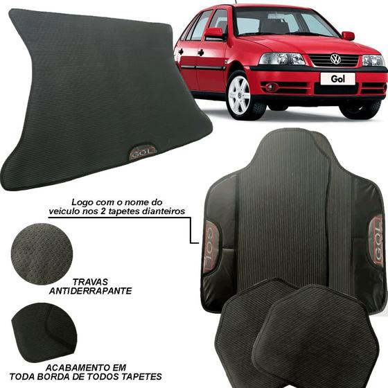 Imagem de Kit conjunto jogo completo tapete automotivo porta mala carro volkswagen gol g3 2000 a 2005 todos bola emborrachado pers