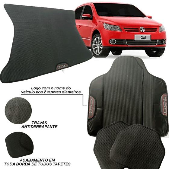 Imagem de Kit conjunto jogo completo tapete automotivo porta mala carro volkswagen gol g5 de 2008 a 2012 todos bola emborrachado p