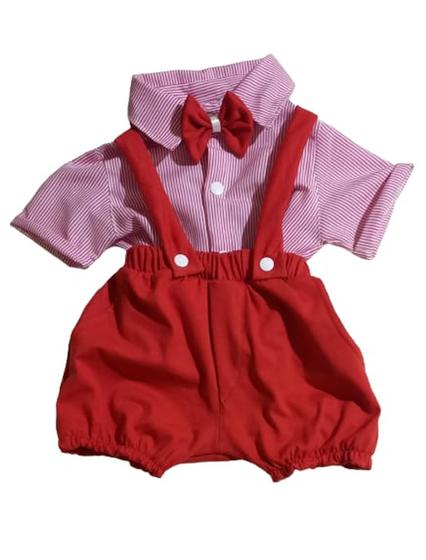 Imagem de kit conjunto menino Bebê Infantil Camisa jardineira egravata