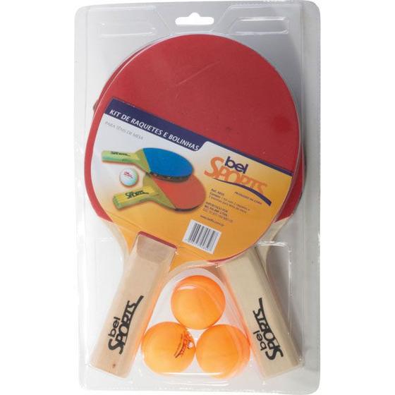 Imagem de Kit Conjunto Ping Pong 2 raquetes + 3 bolas Belfix