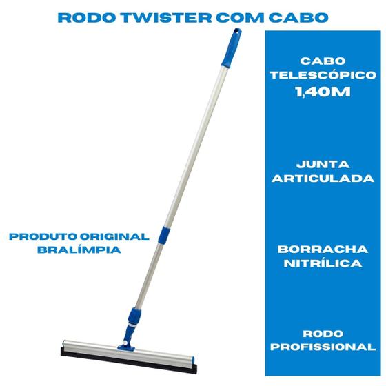 Imagem de Kit conjunto rodo twister 48cm com cabo alumínio telescópico bralímpia