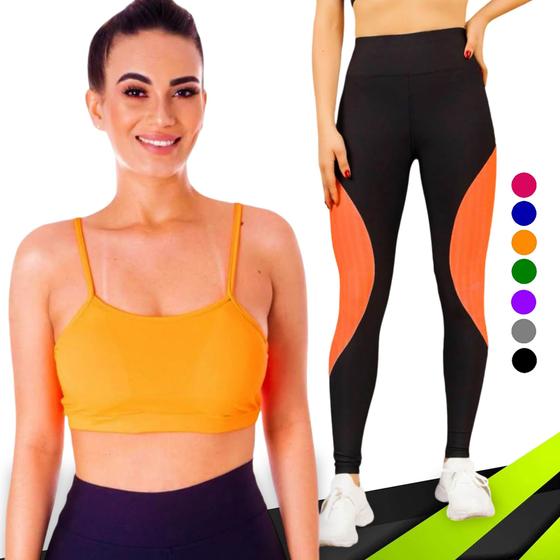 Imagem de KIT conjunto TOP ALÇA FINA bojo + CALÇA LEG LEGGING REDINHA Feminino Academia Corrida 625