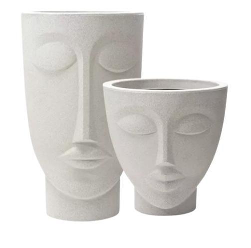 Imagem de Kit Conjunto Vaso Planta Face Rosto Mulher 17 Homem 24 Cabeça Cimento Plastico Nutriplan Nutriplast