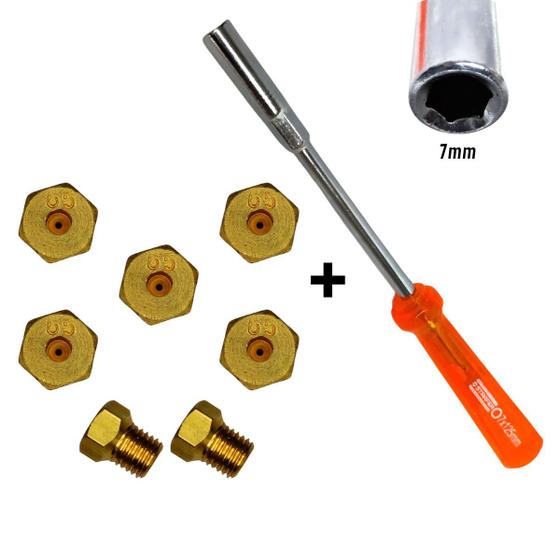Kit conversão de fogão Para gás GLP botijão + Chave canhão 7 Menor preço em Kit conversão de fogão Para gás GLP botijão + Chave canhão 7