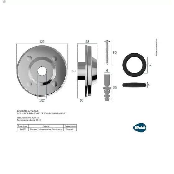 Imagem de Kit Conversor 1/2 E TAMPA LISA BR BLUKIT
