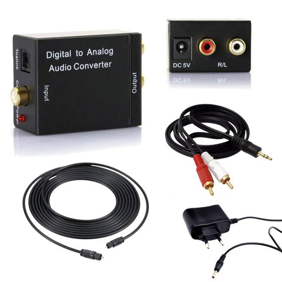 Kit Conversor Audio Digital Cabo Optico + RCA x P2 Auxiliar Smart Tv Home Theater Estereo Menor preço em Kit Conversor Audio Digital Cabo Optico + RCA x P2 Auxiliar Smart Tv Home Theater Estereo