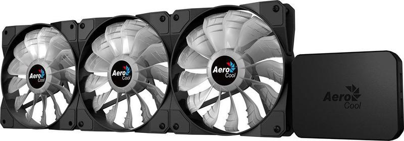 Imagem de Kit Cooler FAN Aerocool com 3 FANs RGB 12cm e Controlador P7-F12 PRO Preto