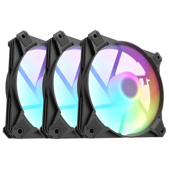 Imagem de Kit Cooler Fan Motospeed Hyrax Hcl603 3In1 Argb Preto Black